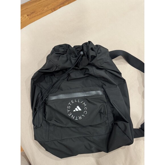 Adidas Stella McCartney Womens Black Waterproof Drawstring Gym Sack Sport Bag - Picture 1 of 6